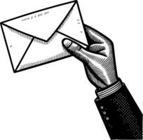 Vintage Hand Holding Envelope for Communication and Correspondence Design Elements vector