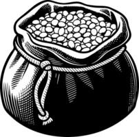 Vintage Style Drawstring Bag Filled with Seeds or Beans for Illustrations and Designs vector