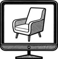 Modern Armchair Displayed on Computer Screen for Home Decor Design Inspiration vector