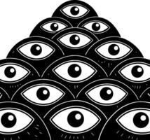 Intriguing Pattern of Stacked Piercing Eyes for Mystical Art and Creative Design vector