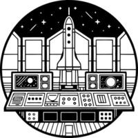 Rocket Launch Control Center Illustration for Space Exploration Themes vector