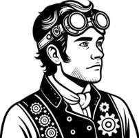 Vintage Steam Punk Man with Goggles and Gear Details for Unique Design Projects vector