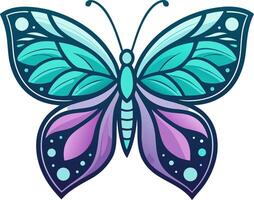 Vibrant Butterfly Design with Leaf Patterns for Tattoos and Coloring Books vector