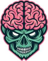 Brain Skull Art Design Featuring Stylized Skull and Creative Brain Elements for Tattoos and Apparel vector