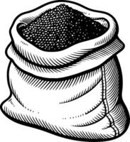 Detailed Hand-Drawn Sack Filled with Grain or Seeds Ideal for Illustrations and Design Projects vector