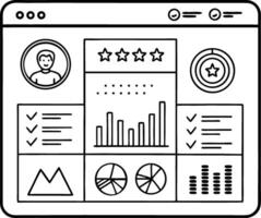 Data Dashboard Interface with Charts and User Profile for Digital Analytics Visualization vector