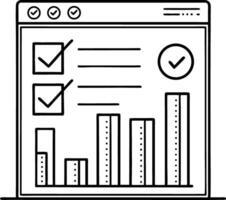 Checklist and Bar Graphs on Computer Screen for Project Management and Data Analysis vector
