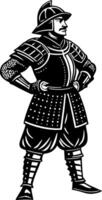 Brave Knight in Armor Standing Confidently for Historical and Medieval Designs vector
