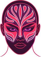 Vibrant Abstract Female Face with Intricate Tribal Patterns for Artistic Projects and Tattoos vector