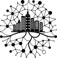 Urban Abstract Roots Design Representing Connection Between City and Nature Ideal for Tattoos vector
