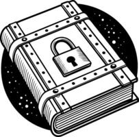 Intricate Design of a Locked Leather Bound Book with Studded Straps and Keyhole vector