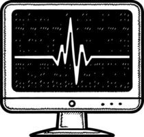 Monitor Displaying Heartbeat Rhythm Graph for Medical Technology and Health Monitoring vector