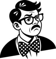 Retro Nerdy Man with Glasses and Bowtie Illustration for Humorous Designs and Decor vector