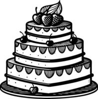 Three Tiered Decorative Cake with Fresh Berries Ideal for Baking Projects and Celebrations vector