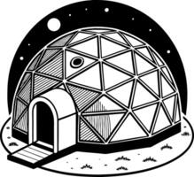 Geodesic Dome Structure with Pathway and Celestial Background for Modern Architecture Design vector