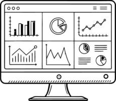 Data Visualization Graphs and Charts on Computer Screen for Business Analysis vector