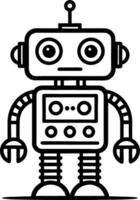 Cute Retro Robot Character Design Ideal for Kids Coloring Books and Fun Illustrations vector