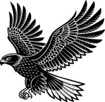 Majestic Flying Hawk Bold Line Art for Tattoo Design and Custom Illustrations vector