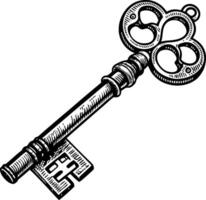 Vintage Key Design Intricate Doodle Illustration for Tattoos and Coloring Book Pages vector