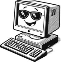 Happy Cartoon Computer Character with Sunglasses for Fun Designs and Illustrations vector