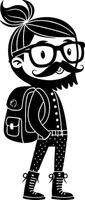 Cool Hipster Boy Character with Glasses and Backpack for Trendy Designs vector