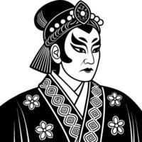 Traditional Japanese Kabuki Actor Portrait for Art Prints and Tattoo Designs vector