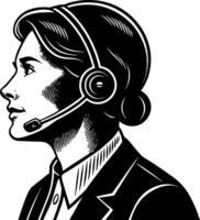 Female Customer Service Representative Profile with Headset for Business and Communication Needs vector