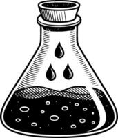 Lab Flask with Liquid and Droplets for Science Themes and Educational Designs vector