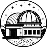 Astronomy Observatory Building withic Domes and Starry Night Sky for Travel and Science Themes vector