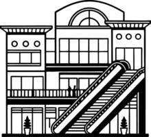 Modern Shopping Mall with Escalators and Large Windows for Architecture Designs vector