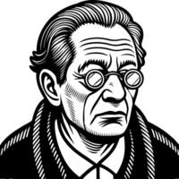 Portrait of an Elderly Man with Glasses Emphasizing Character and Wisdom for Design Projects vector