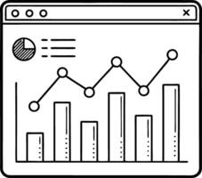 Line Graph and Bar Chart on Web Page for Data Visualization and Analytics Tracking vector