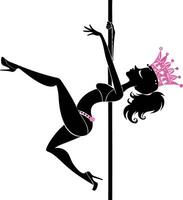 Elegant Silhouette of a Dancer with Crown Performing on a Pole for Fun Party Themes vector