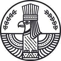 Stylized Ancient Falcon Symbol Featuring Intricate Patterns and Cultural Elements for Design Use vector