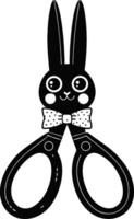 Cute Bunny Scissors Design with Bow Tie Ideal for Kids Crafts and Fun Projects vector