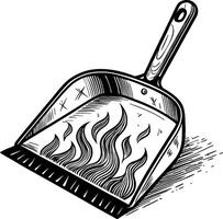 Fire Flames in Metal Dustpan Graphic Ideal for Tattoo Design and Creative Projects vector