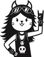 Rocking Cat Character with Sunglasses and Skull Accessories for Fun Design Projects vector