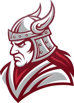 Angry Viking Warrior Head in Silver and Burgundy Color Scheme for Logos and Merchandise