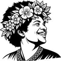 Smiling Person with Floral Headband in Traditional Attire Design for Art Projects vector
