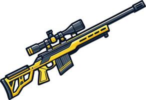 Stylized Bright Yellow Precision Sniper Rifle with Scope for Design Projects and Illustrations vector