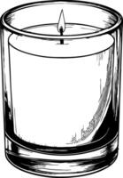 Elegant Glass Candle with Lit Wick for Home Decor Relaxation and Wellness Aesthetic vector