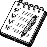 Notepad with Checkboxes and Pen for Tasks and To-Do Lists Illustration vector