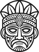 Tribal Face Mask Art with Intricate Patterns for Tattoo and Coloring Applications vector