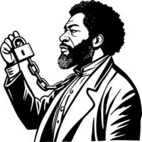 Man Holding Chain and Padlock Symbolizing Freedom and Liberation from Oppression vector