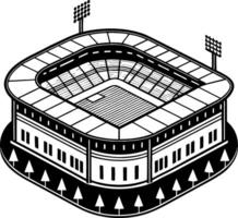 Detailed Illustration of a Multi-Purpose Stadium with Surrounding Landscape vector