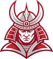 Fierce Samurai Warrior Helmet Art Illustrating Strength and Honor for Tattoo Design vector