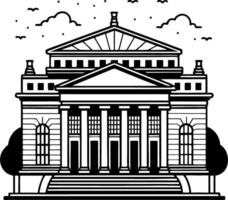 Classic Architectural Building Outline with Columns Ideal for Coloring Books and Tattoo Designs vector