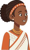 Stylized Portrait of a Young Woman in Traditional Attire with Enthusiastic Expression vector