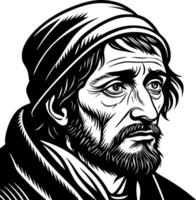 Realistic Portrait of a Grizzled Man with Beard and Beanie Ideal for Tattoo Design and Illustrations vector