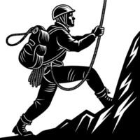 Climber Ascending Mountain with Rope and Gear Illustration for Adventure Themes vector